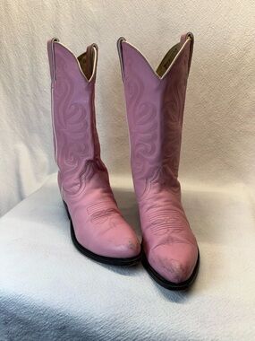 Coastal Cowgirl VTG Durango Pink Leather  Cowboy Boots Tall Embroidered Shafts